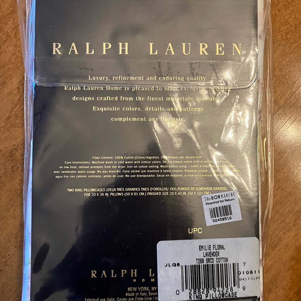 NWT Ralph Lauren Home VTG “Emilie”Lavender Floral King Pillowcases - Picture 2 of 4